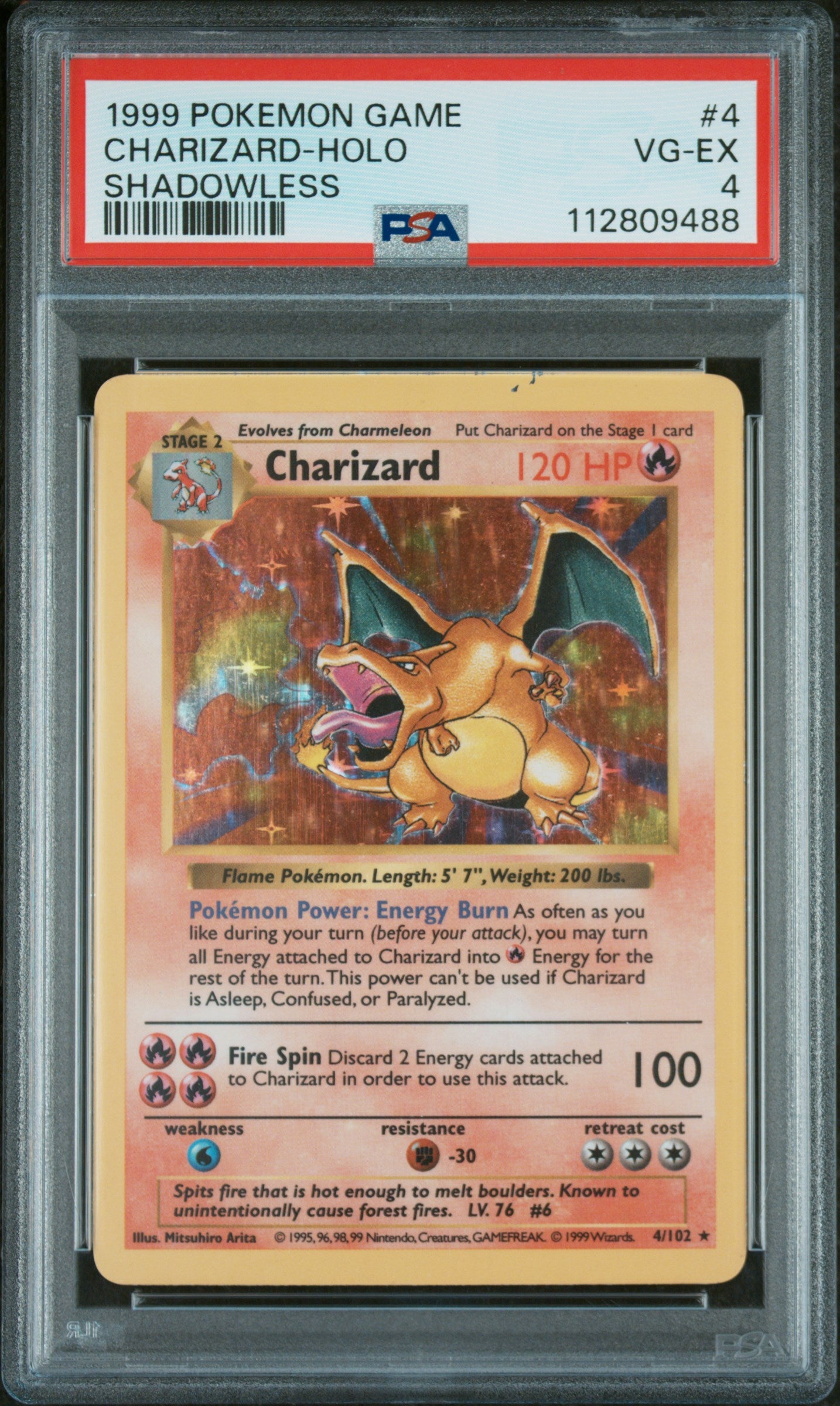 Base Set Shadowless 004 PSA 4 #112809488 Charizard - Unlimited Holofoil - Holo Rare