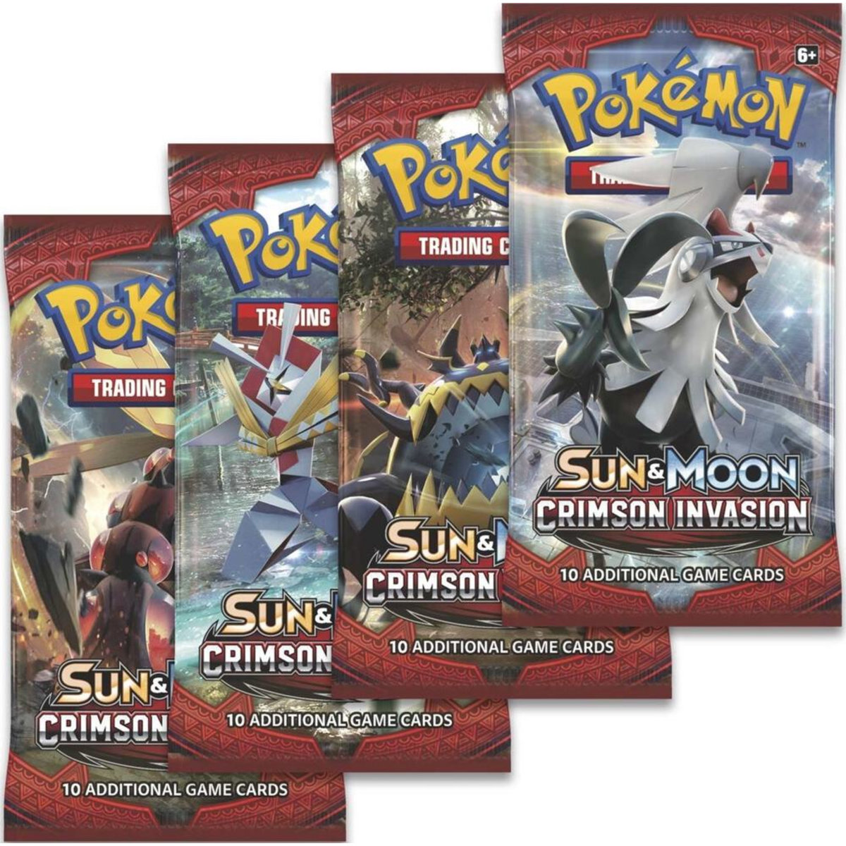 Pokemon Sun & Moon - SM04 - Crimson Invasion Loose Booster Pack Art Set (4 Packs)