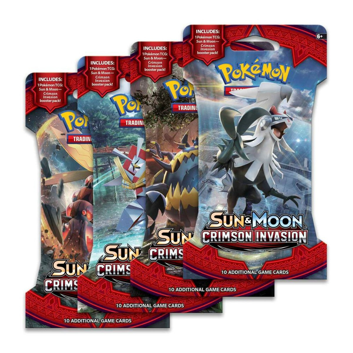 Pokemon Sun & Moon - SM04 - Crimson Invasion Sleeved Booster Pack Art Set (4 Packs)