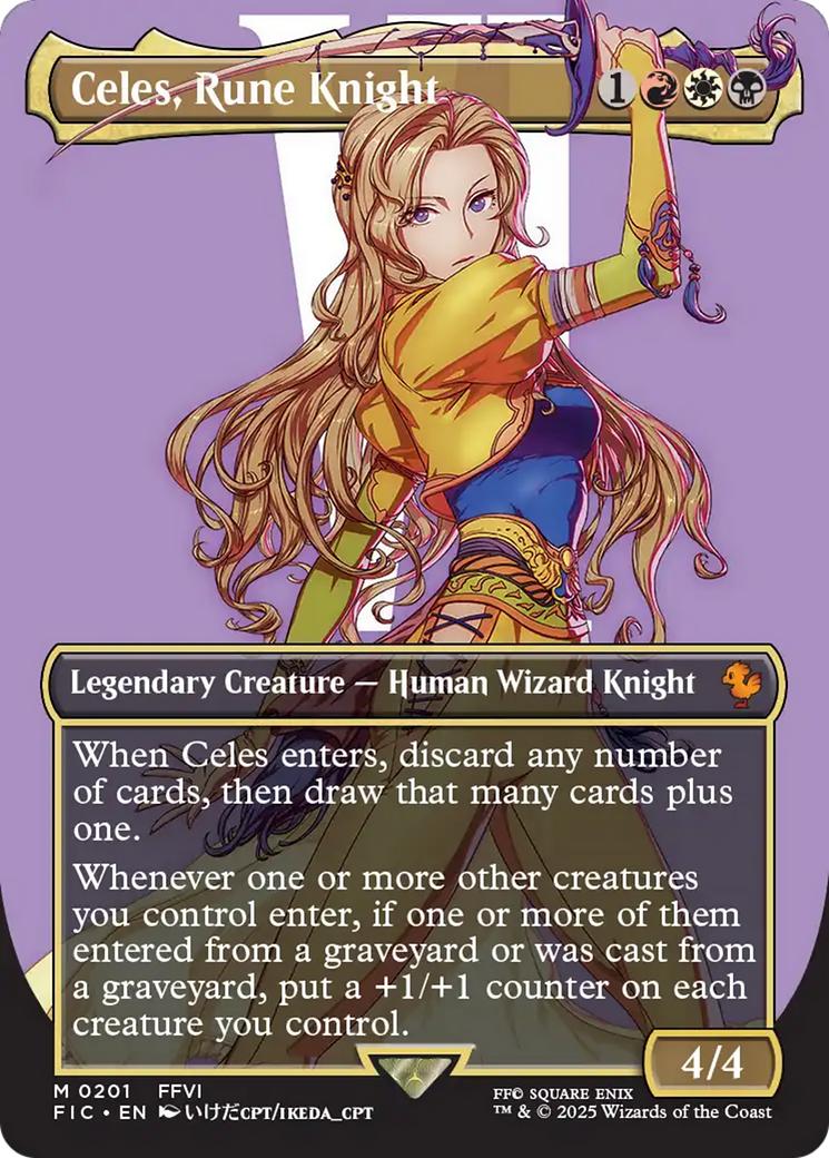 Commander: FINAL FANTASY - (FIC-201) - Celes, Rune Knight (Borderless) Foil