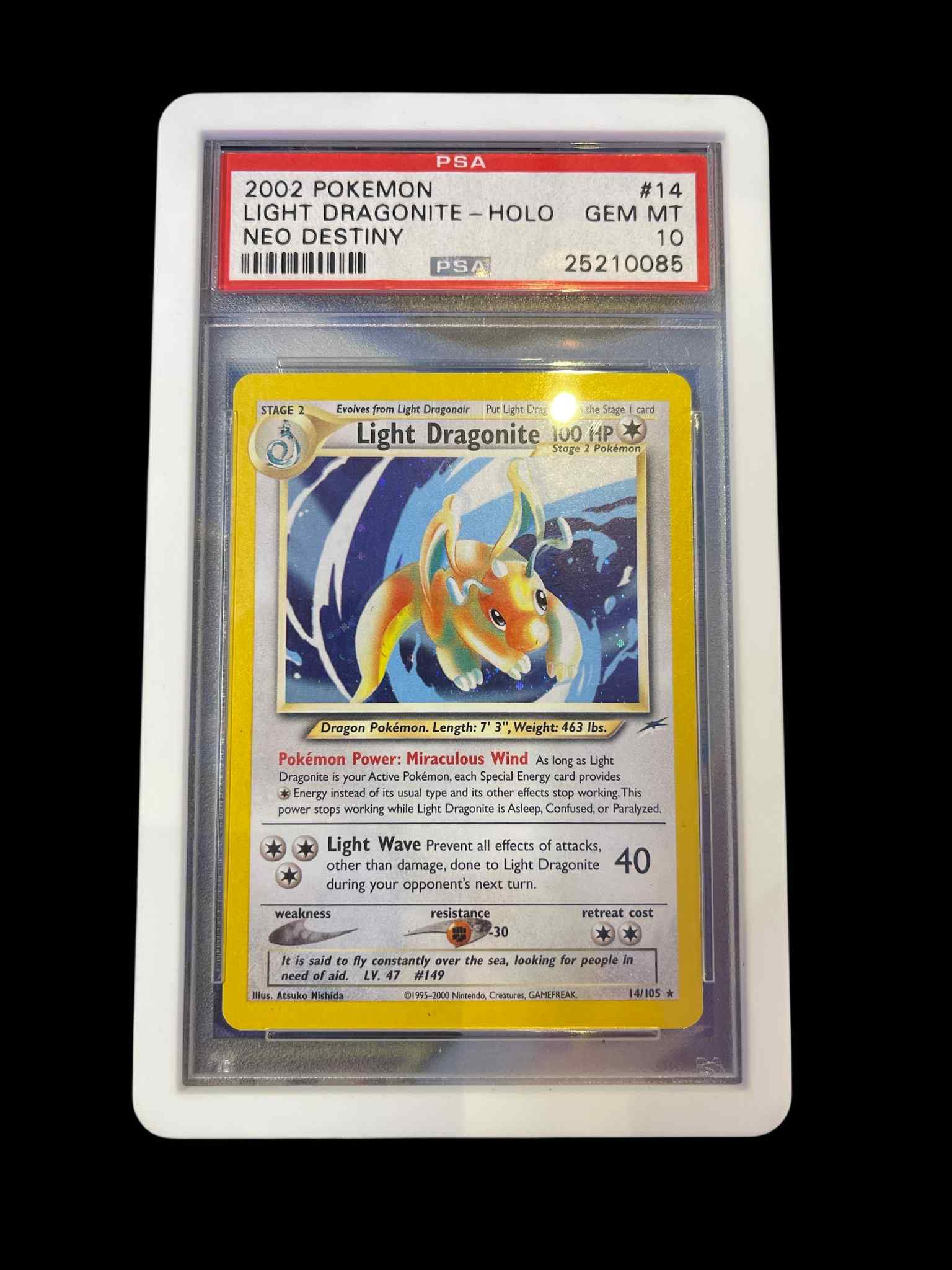 Neo Destiny 014 PSA 10 #25210085 Light Dragonite - Unlimited Holofoil - Holo Rare