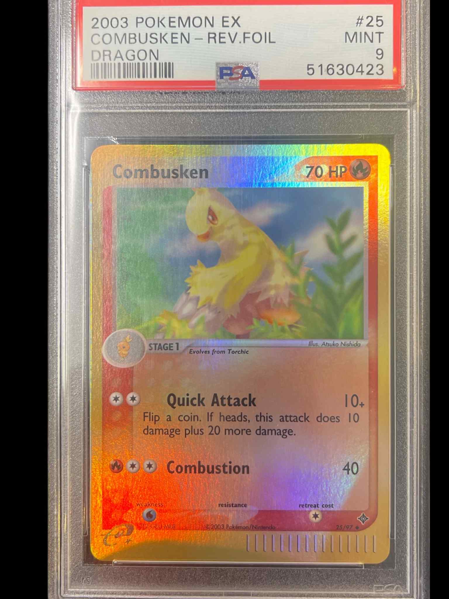 Dragon 025 PSA9 #51630423 Combusken - Reverse Holofoil - Uncommon