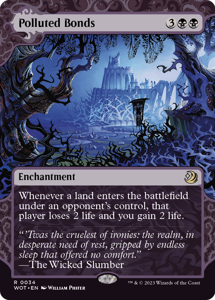 Wilds of Eldraine: Enchanting Tales - (WOT-034) - Polluted Bonds: (Showcase) (Borderless)