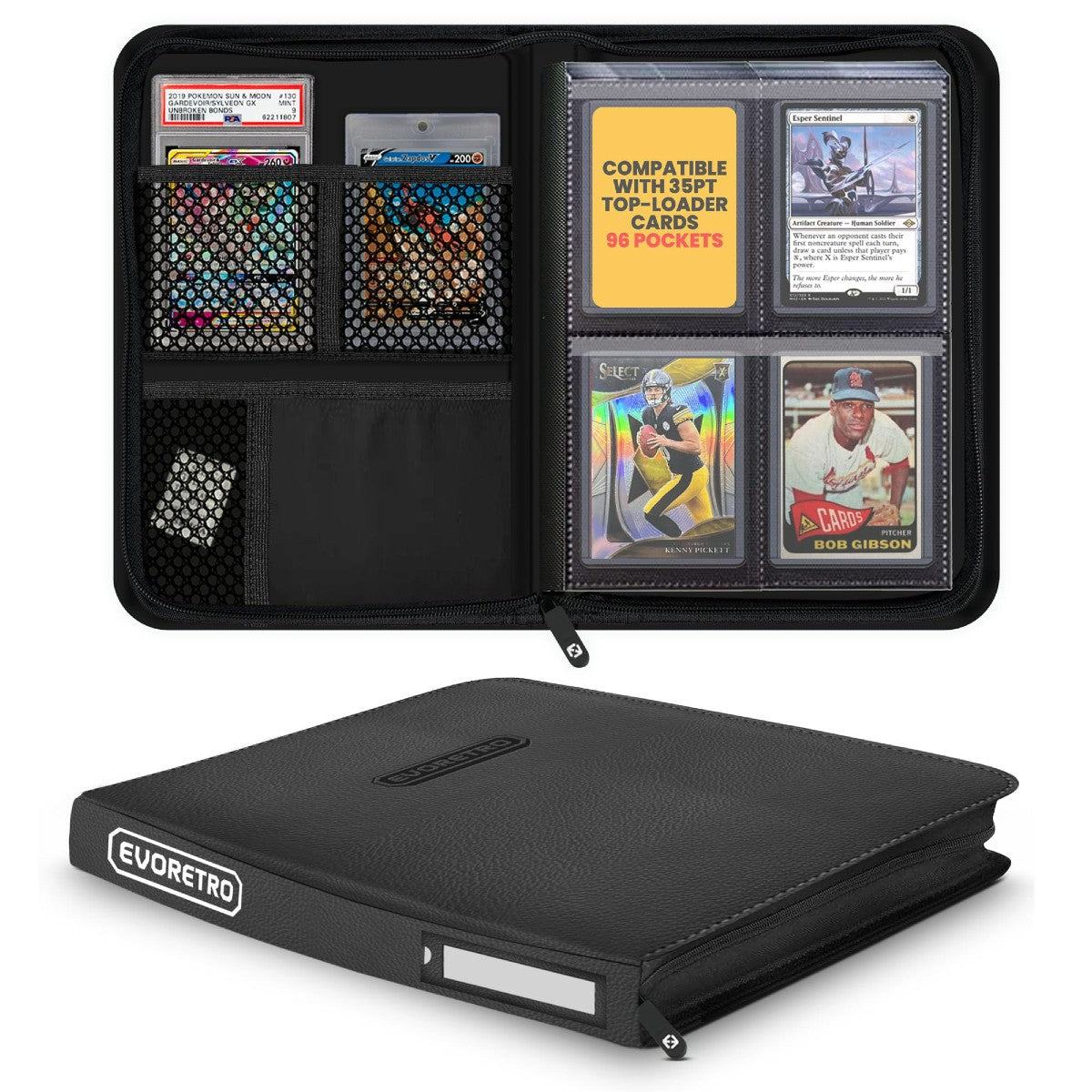 EVORETRO 4-Pocket Toploader Binder - Black BeardyCards EVORETRO 4-Pocket Toploader Binder - Black BeardyCards