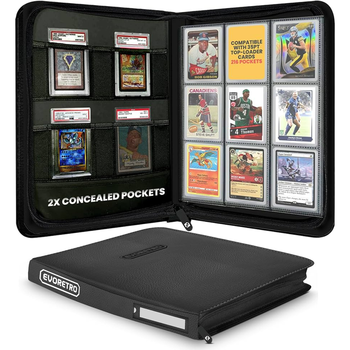EVORETRO 9-Pocket Toploader Binder - Black BeardyCards EVORETRO 9-Pocket Toploader Binder - Black BeardyCards