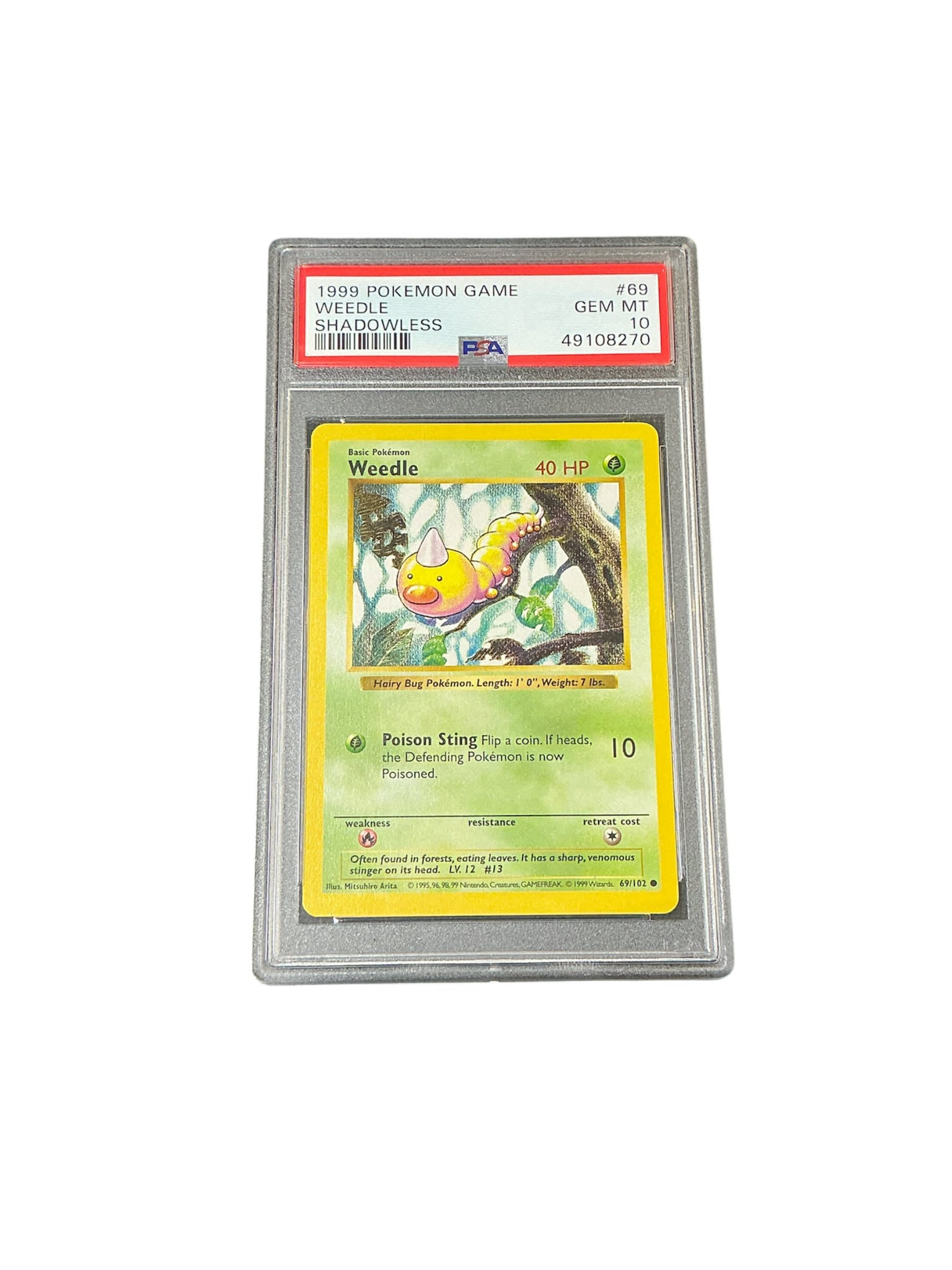 Base Set Shadowless 069/102 PSA10 #49108270 Weedle - Unlimited - Common