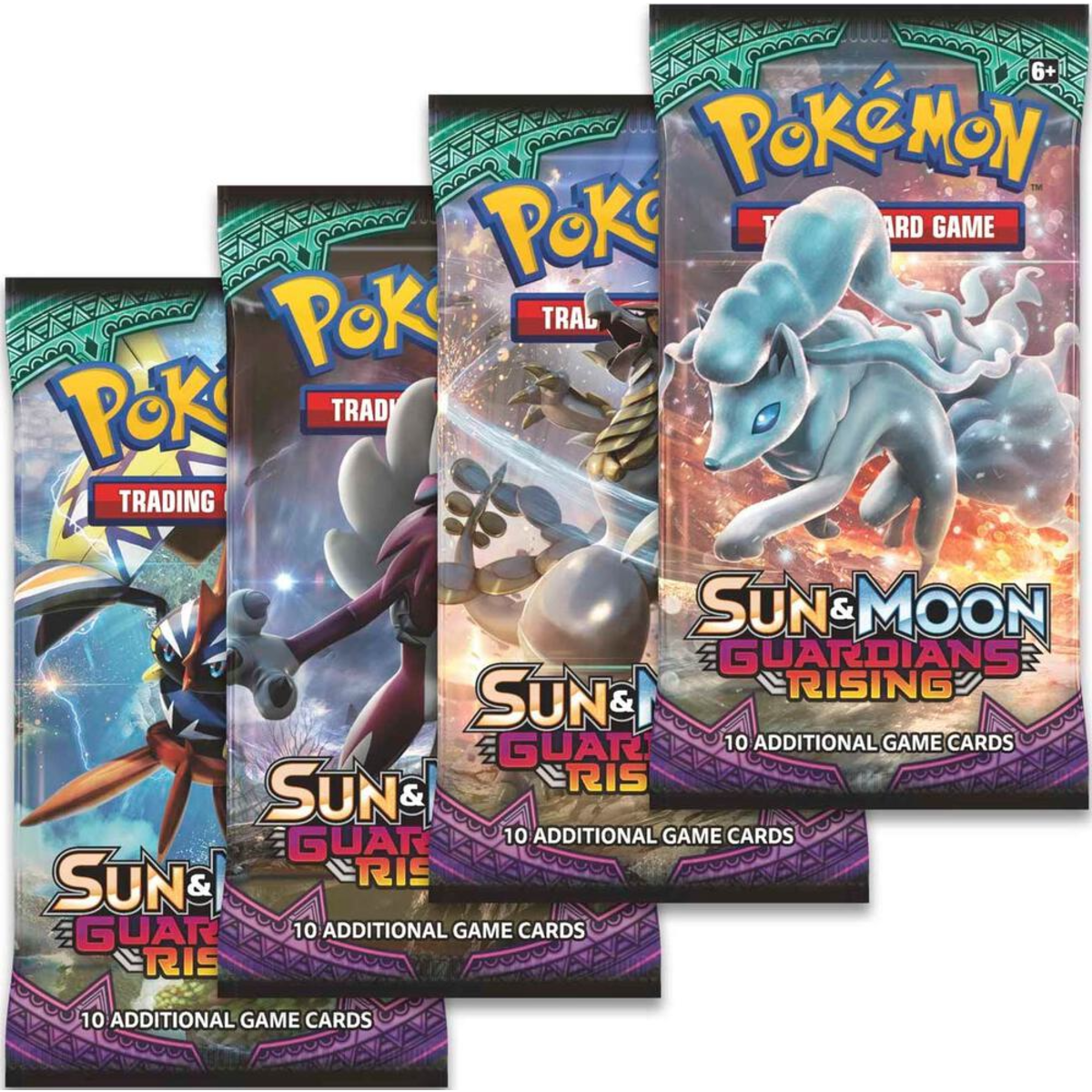 Pokemon Sun & Moon - SM02 - Guardians Rising Loose Booster Pack Art Set (4 Packs)