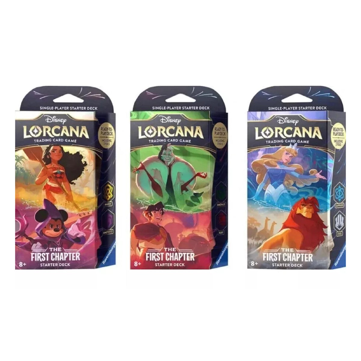 Disney Lorcana First Chapter Starter Deck Bundle - All 3 Decks