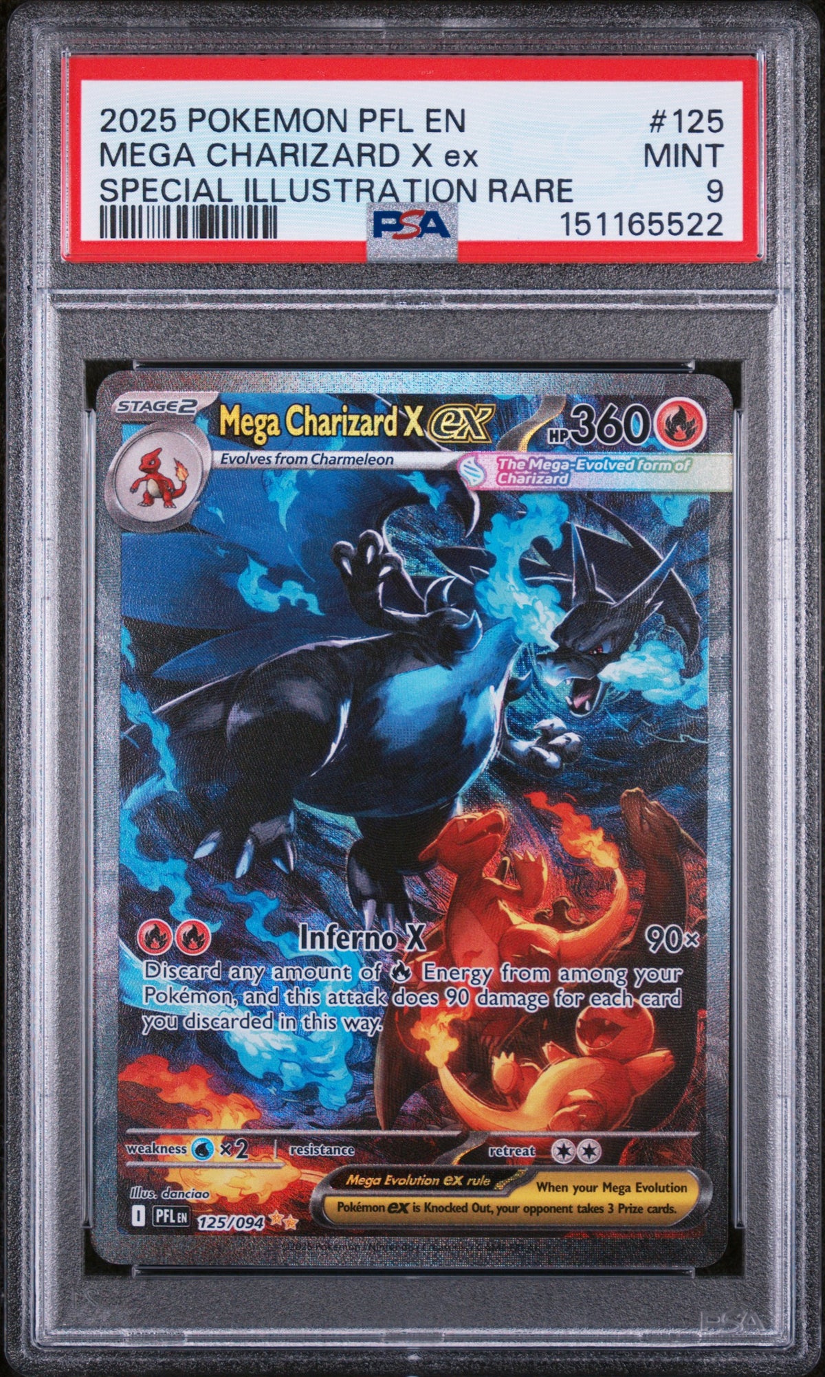 ME02 Phantasmal Flames 125/094 PSA 9 #151165522 Mega Charizard X ex - Holofoil - Special Illustration Rare