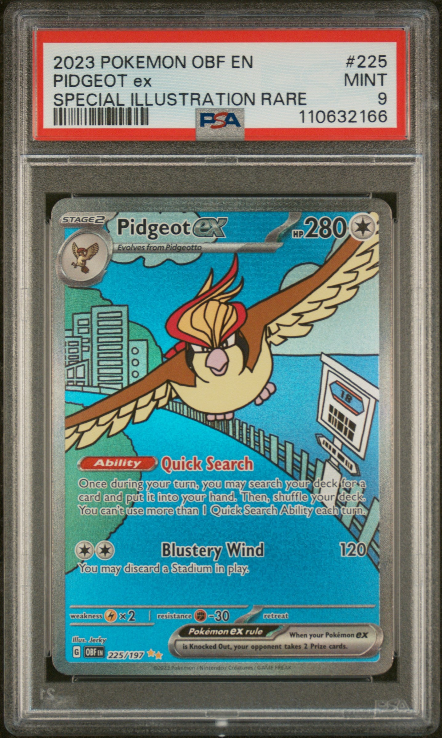 SV03 Obsidian Flames 225/197 PSA9 #110632166 Pidgeot ex - Holofoil - Special Illustration Rare
