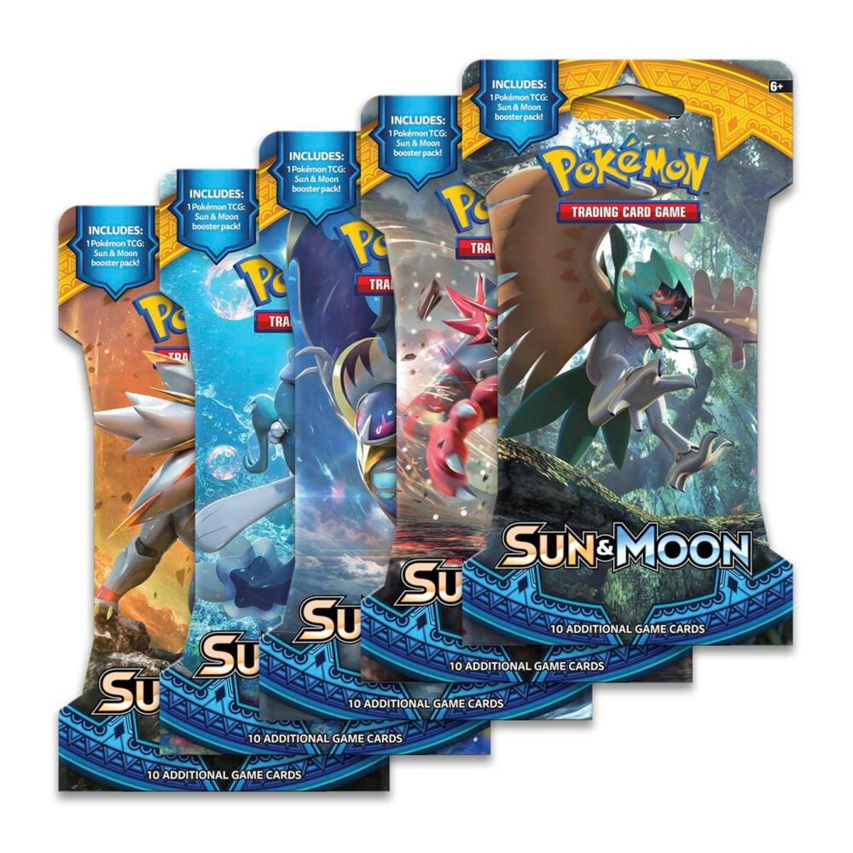 Pokemon Sun & Moon - SM01 - Sun & Moon Base Sleeved Booster Pack Art Set (5 Packs)