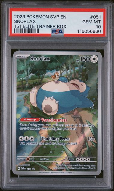 2023 POKEMON SVP EN-SV BLACK STAR PROMO #051 PSA10 #119056960 SNORLAX 151 ELITE TRAINER BOX