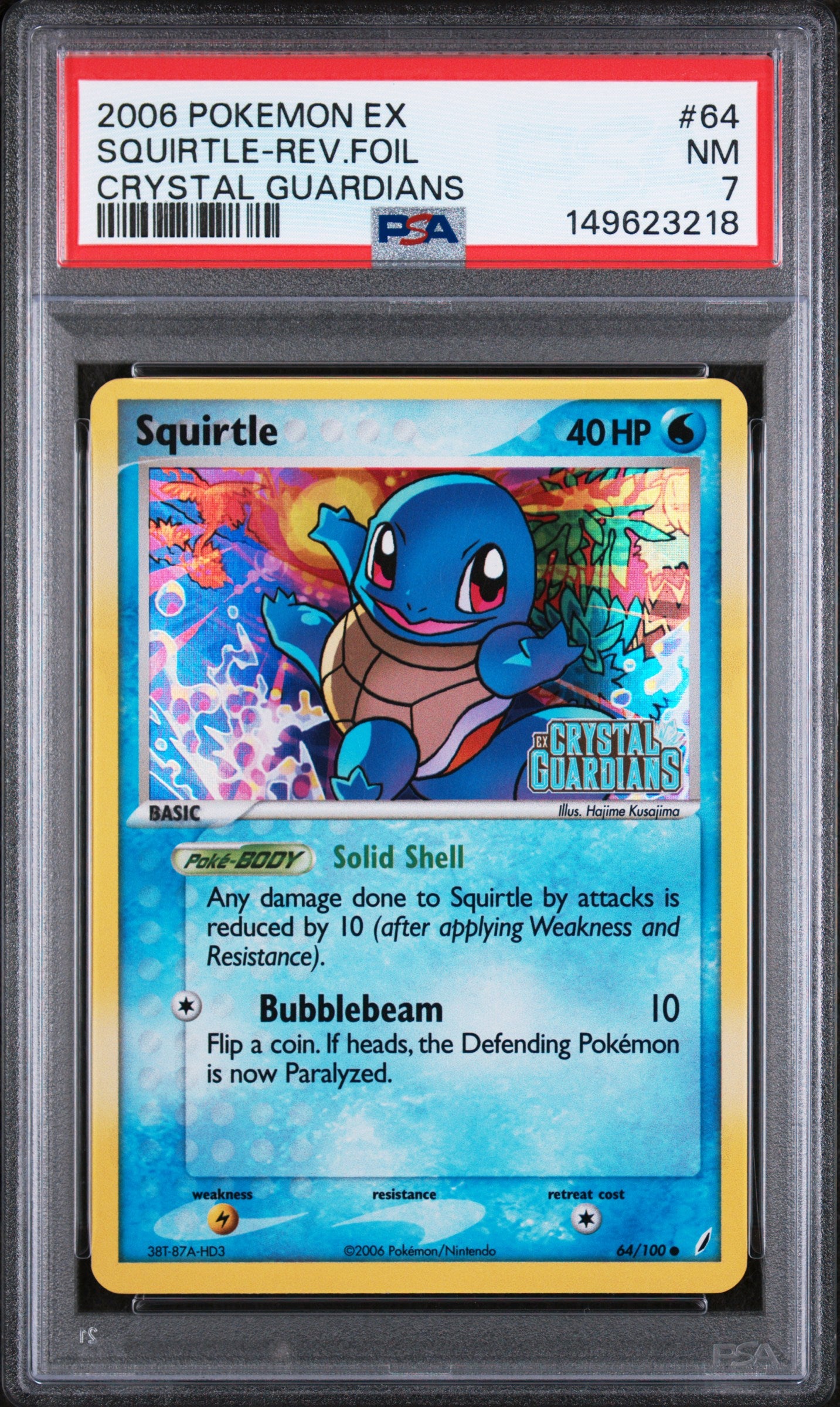 Crystal Guardians 064/100 PSA 7 #149623218 Squirtle - Reverse Holofoil - Common