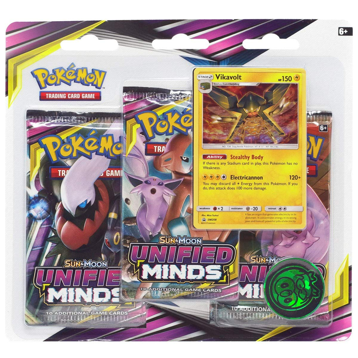 Pokemon Sun & Moon - SM11 - Unified Minds 3-Pack Blister (Vikavolt)