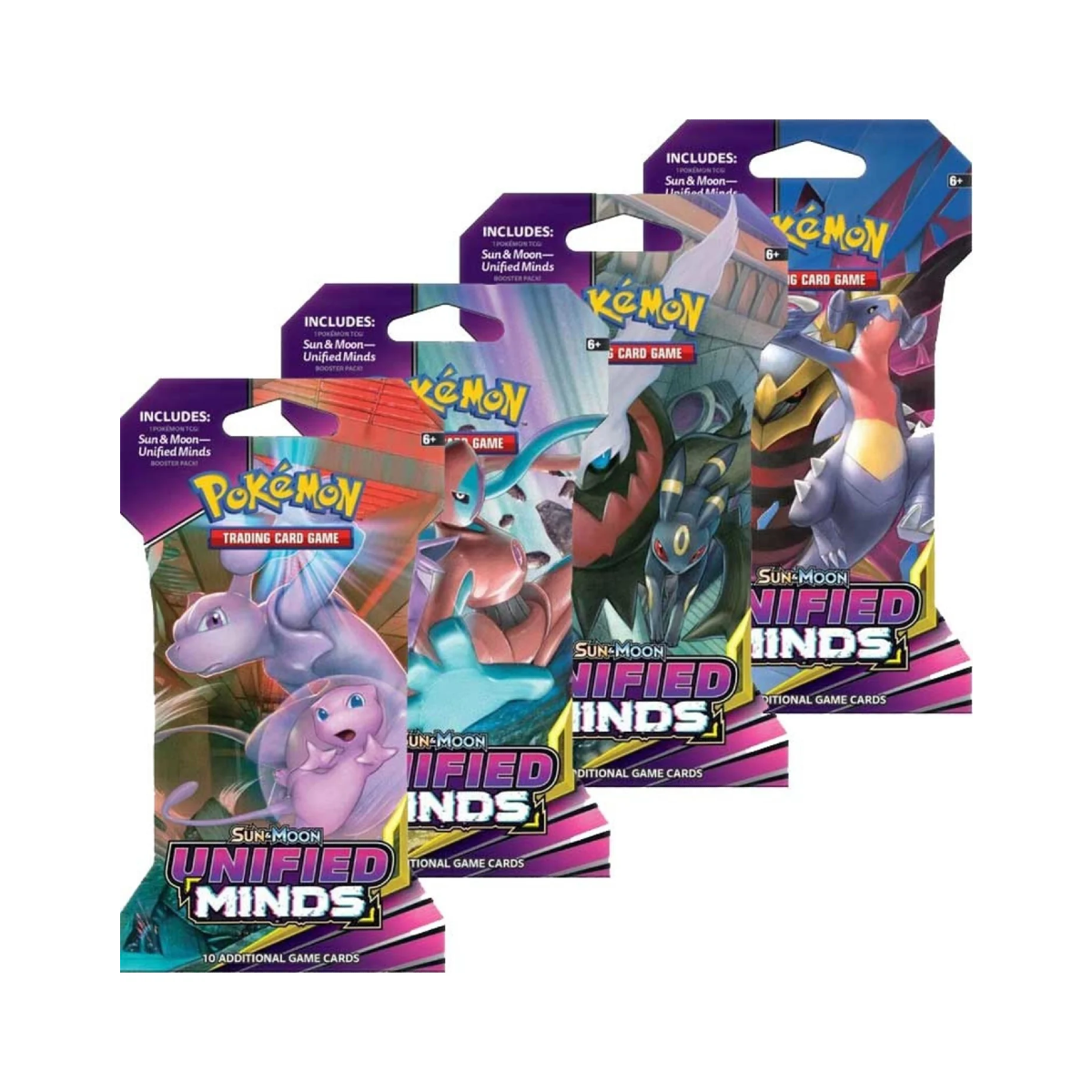 Pokemon Sun & Moon - SM11 - Unified Minds Sleeved Booster Pack Art Set (4 Packs)