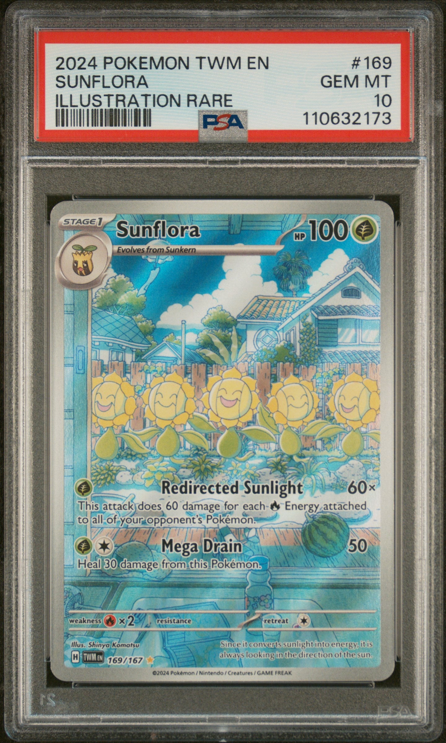 SV06 Twilight Masquerade 169/167 PSA10 #110632173 Sunflora - Holofoil - Illustration Rare