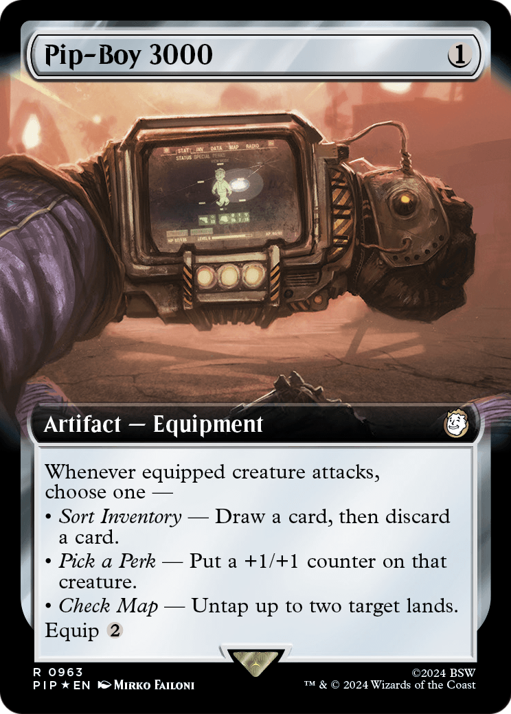Fallout - (PIP-963) - Pip-Boy 3000 (Extended Art) (Surge Foil): (Extended Art) Foil