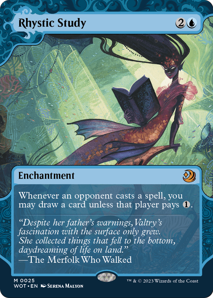Wilds of Eldraine: Enchanting Tales - (WOT-025) - Rhystic Study: (Showcase) (Borderless)