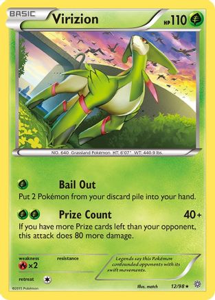 XY  Ancient Origins  012 Virizion  - Reverse Holofoil - Holo Rare