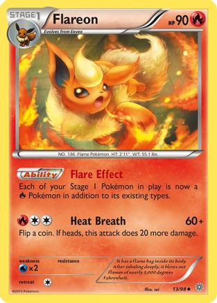 XY  Ancient Origins  013/98 Flareon  - Reverse Holofoil - Uncommon