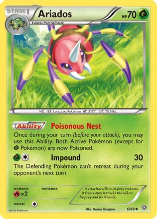 XY  Ancient Origins  006/98 Ariados  - Reverse Holofoil - Uncommon
