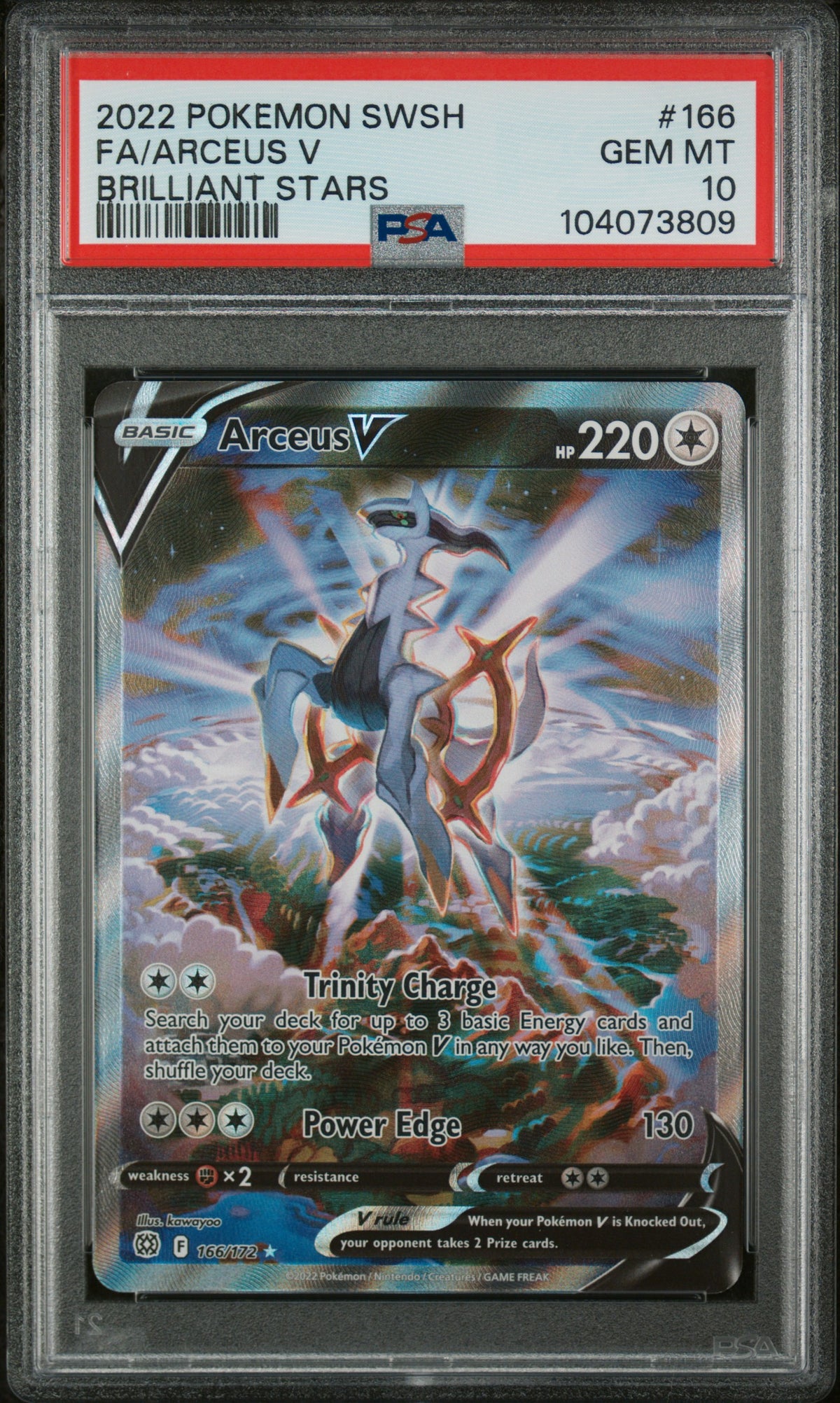 SWSH09 Brilliant Stars  166/172 PSA10 #104073809 Arceus V (Alternate Full Art)  - Holofoil - Ultra Rare