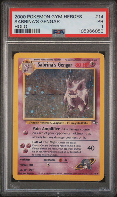 Gym Heroes  014/132 PSA1 #105966050 Sabrina's Gengar  - Unlimited Holofoil - Holo Rare