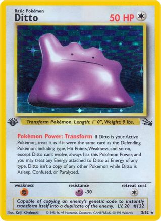 Fossil  003/62 Ditto (3)  - 1st Edition Holofoil - Holo Rare
