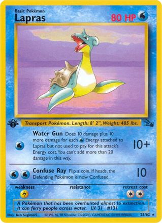 Fossil  025/62 Lapras (25)  - 1st Edition - Rare