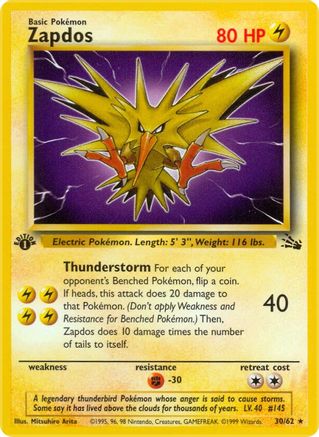 Fossil  030/62 Zapdos (30)  - Unlimited - Rare