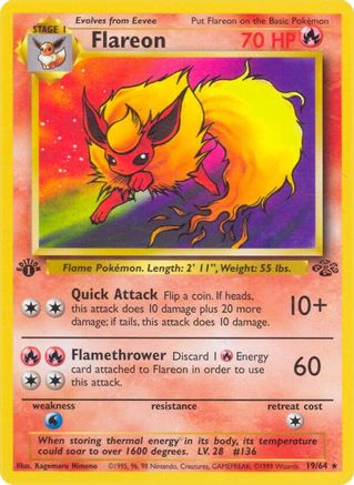 Jungle  019/64 Flareon (19)  - 1st Edition - Rare
