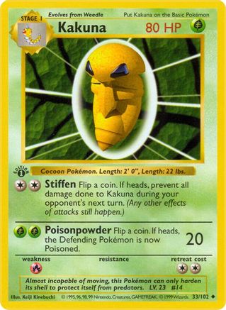 Base Set Shadowless  033/102 Kakuna  - Unlimited - Uncommon