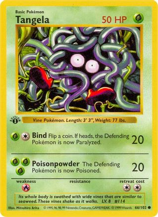 Base Set Shadowless  066/102 Tangela  - 1st Edition - Common