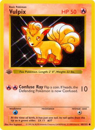 Base Set Shadowless  068/102 Vulpix  - Unlimited - Common
