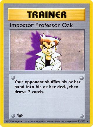 Base Set Shadowless  073/102 Impostor Professor Oak  - 1st Edition - Rare