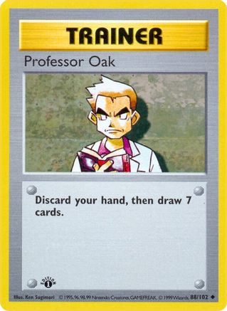 Base Set Shadowless  088/102 Professor Oak  - Unlimited - Uncommon