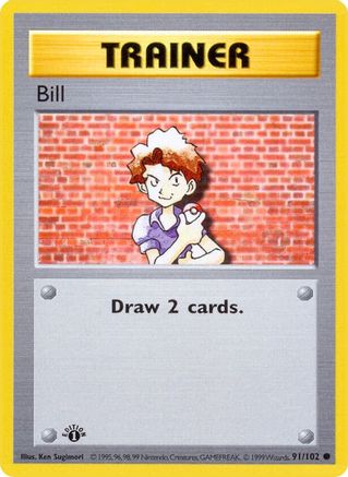 Base Set Shadowless  091/102 Bill  - 1st Edition - Common
