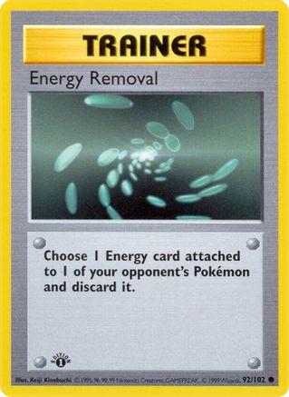 Base Set Shadowless  092/102 Energy Removal  - Unlimited - Common