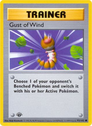 Base Set Shadowless  093/102 Gust of Wind  - Unlimited - Common