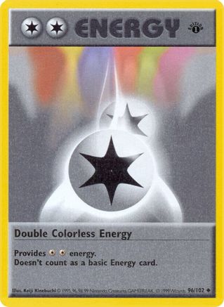 Base Set Shadowless  096/102 Double Colorless Energy  - 1st Edition - Uncommon