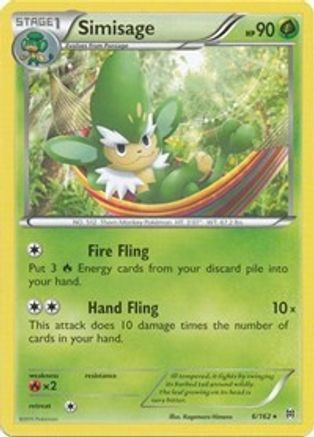 XY  BREAKthrough  006 Simisage  - Reverse Holofoil - Rare