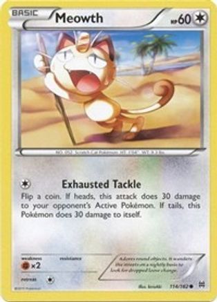XY  BREAKthrough  114/162 Meowth  - Reverse Holofoil - Common