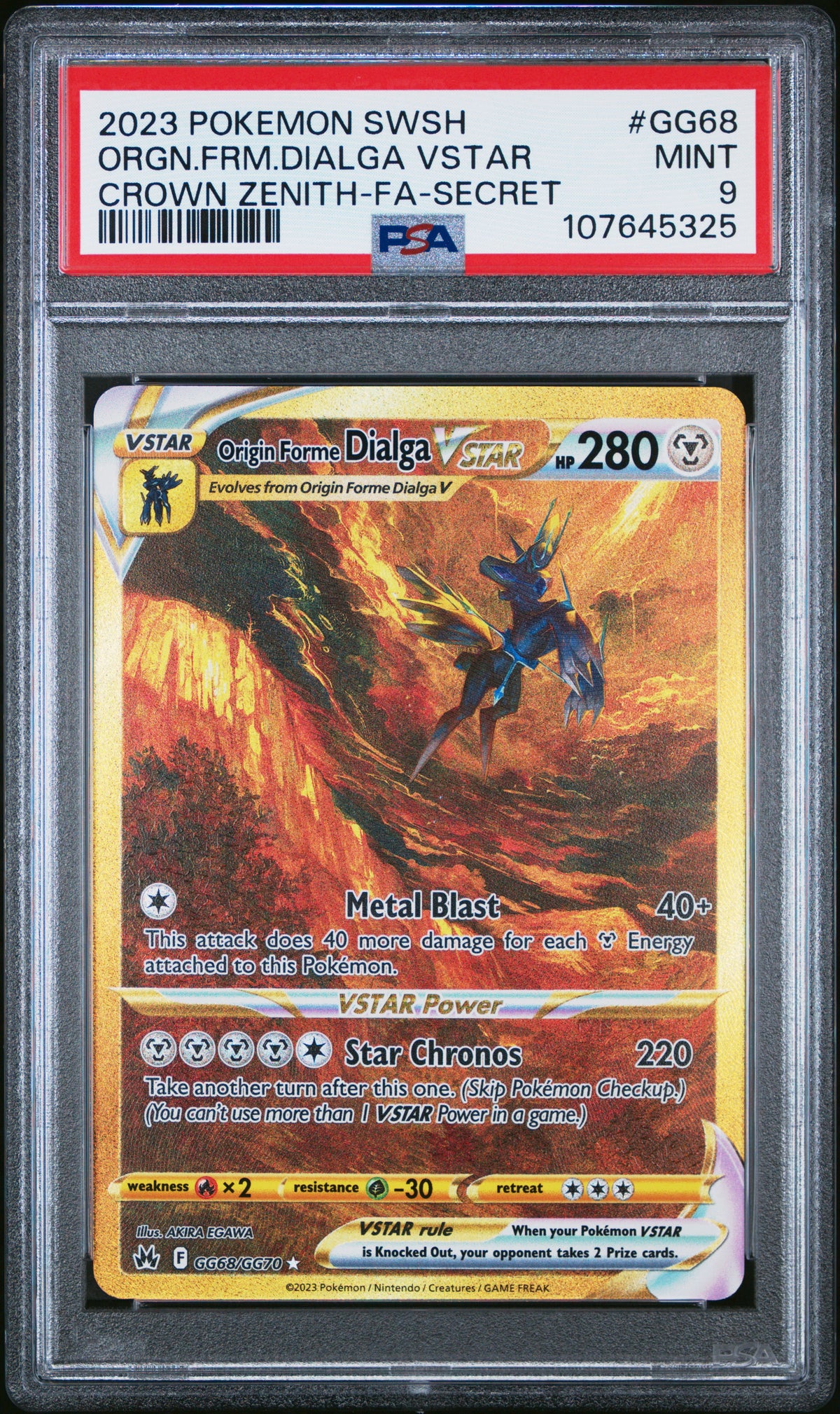 Crown Zenith Galarian Gallery  GG68/GG70 PSA9 #107645325 Origin Forme Dialga VSTAR (Secret)  - Holofoil - Secret Rare
