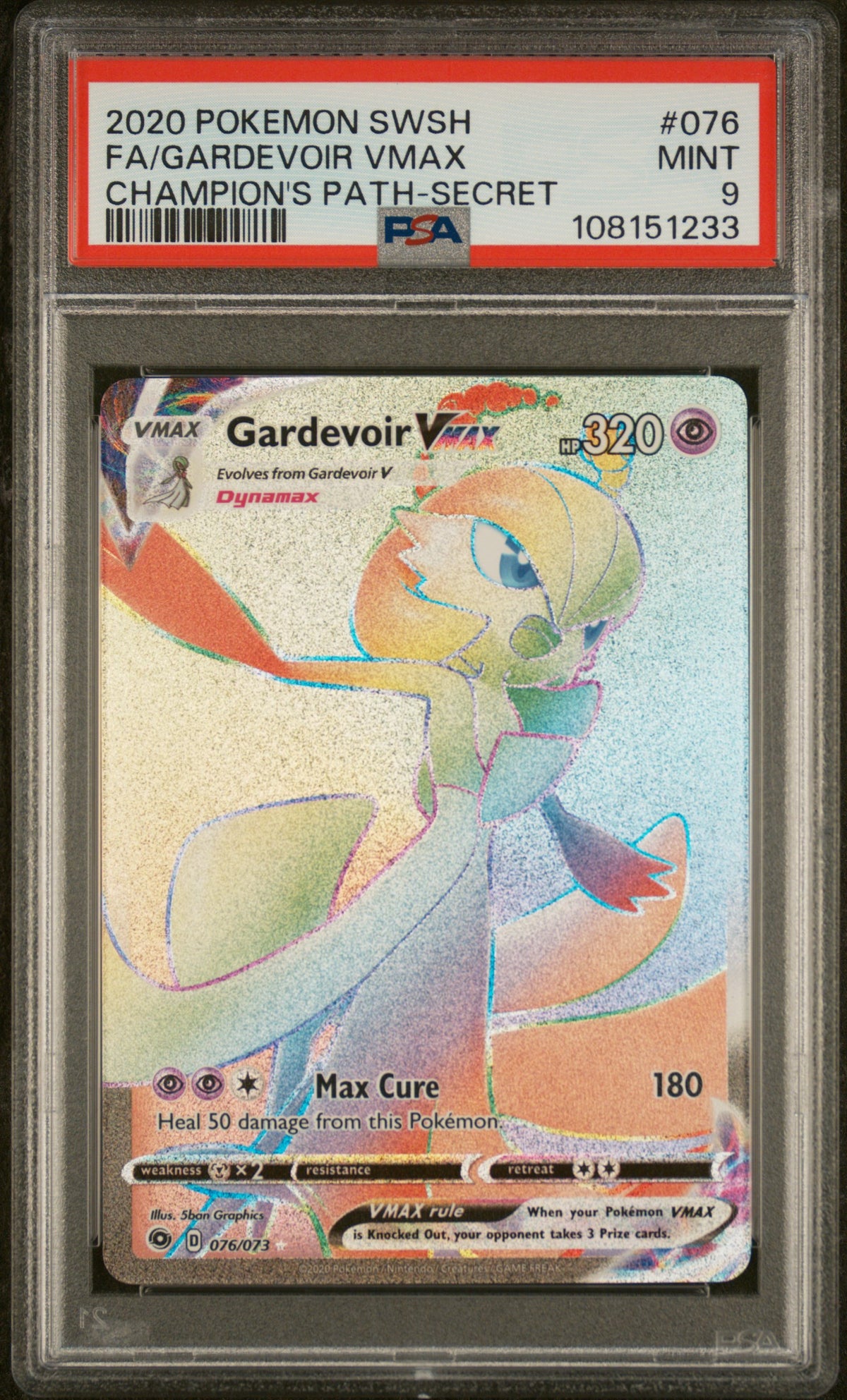 Champions Path  076/73 PSA9 #108151233 Gardevoir VMAX (Secret)  - Holofoil - Secret Rare