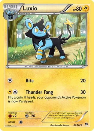 XY  BREAKpoint  045/122 Luxio  - Reverse Holofoil - Uncommon