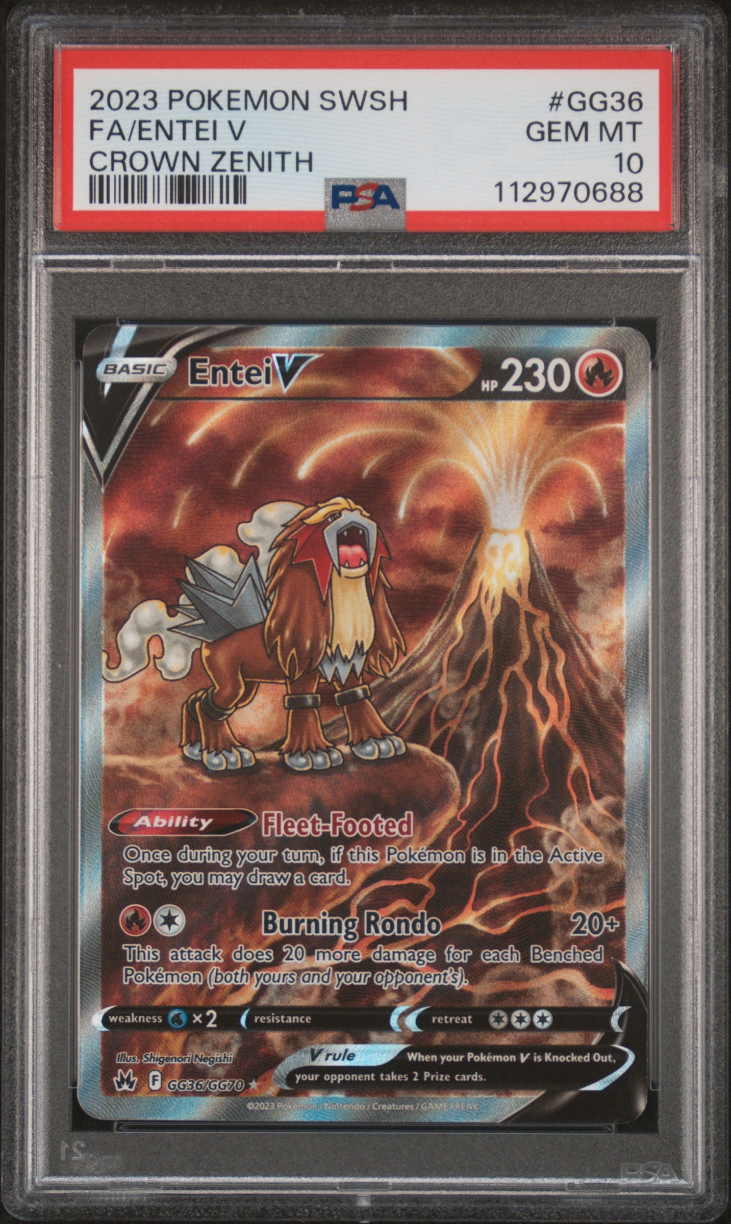 Crown Zenith Galarian Gallery  GG36/GG70 PSA10 #112970688 Entei V  - Holofoil - Ultra Rare