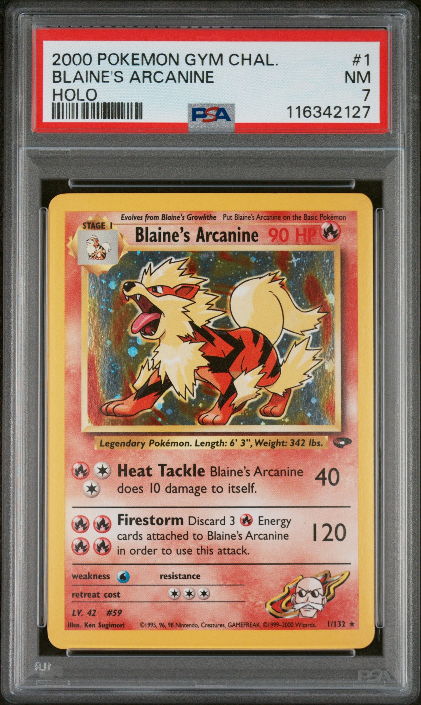 Gym Challenge  001/132 PSA7 #116342127 Blaine's Arcanine  - Unlimited Holofoil - Holo Rare