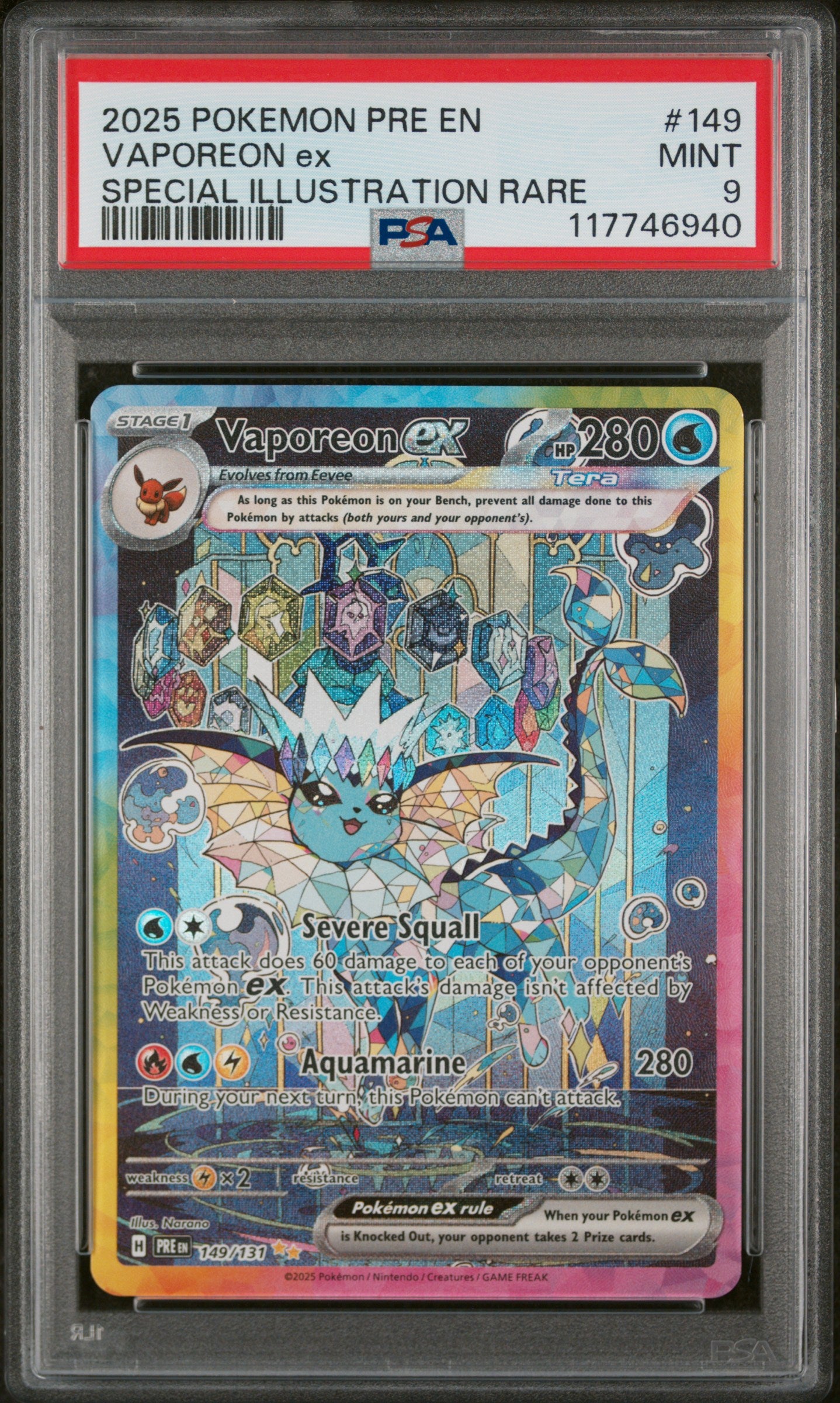 SV Prismatic Evolutions  149/131 PSA9 #117746940 Vaporeon ex  - Holofoil - Special Illustration Rare