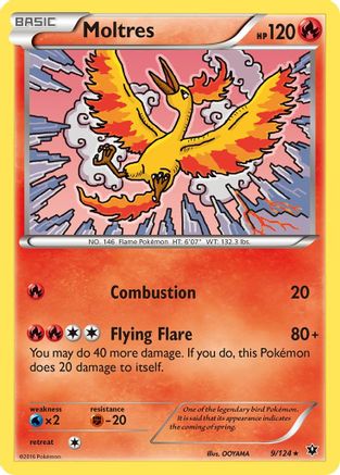 XY  Fates Collide  009/124 Moltres  - Reverse Holofoil - Rare
