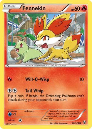 XY  Fates Collide  010/124 Fennekin (10)  - Reverse Holofoil - Common